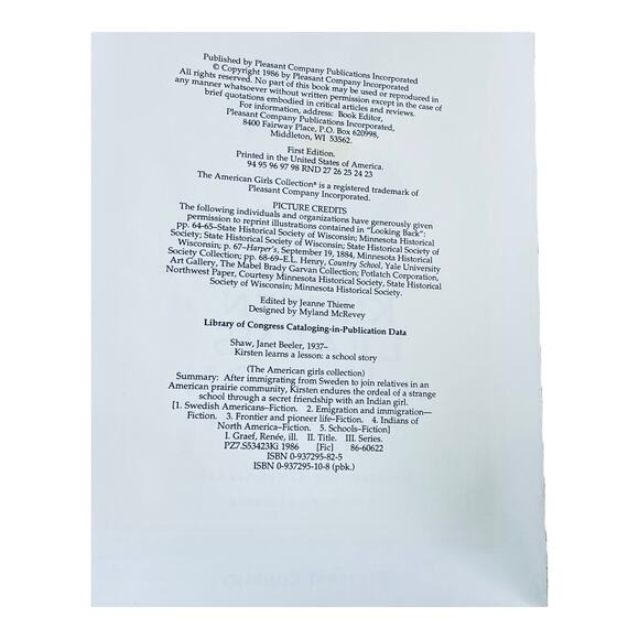 American Girl Pleasant Company BOOK Kirsten Learns A Lesson Paperback Book Two - Picture 3 of 4